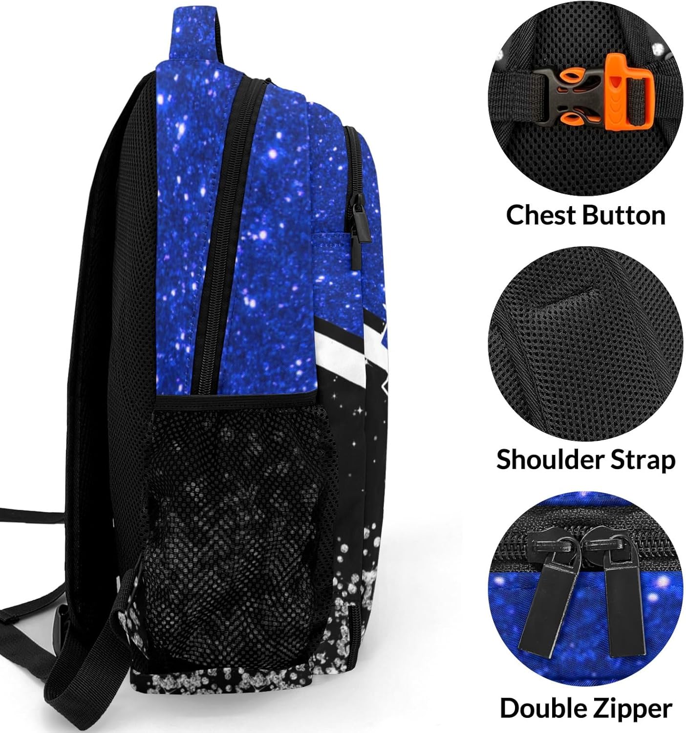 Personalized Cheer Backpack Customized Cheerleader Shoulder Bag Backpack for Girls Women College School Bookbag for Travel Birthday Holiday (Dark Blue) - Image 4
