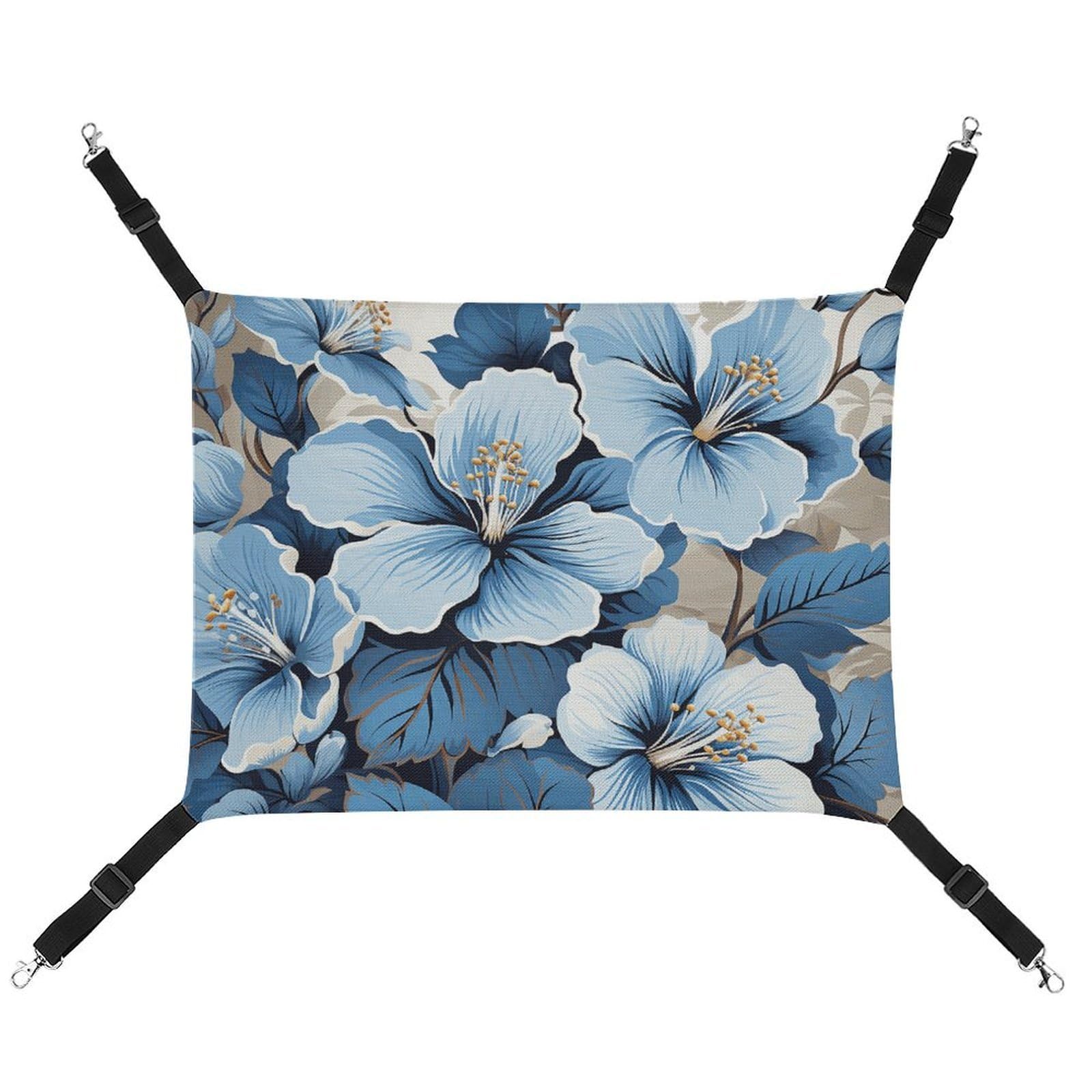 Hamac pour chat doux et réglable aux finitions fleurs d'hibiscus