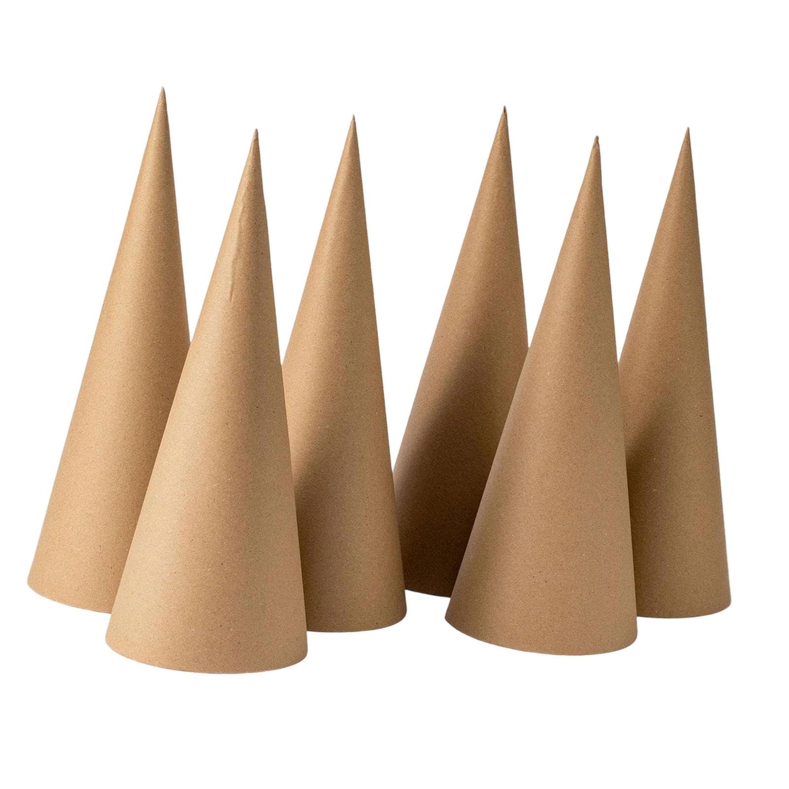 predolo 6 pezzi di coni di cartapesta, coni di cartone, versatili decorazioni artistiche per l'albero di Natale, per lavori artigianali, per decorare e, 25 Cm