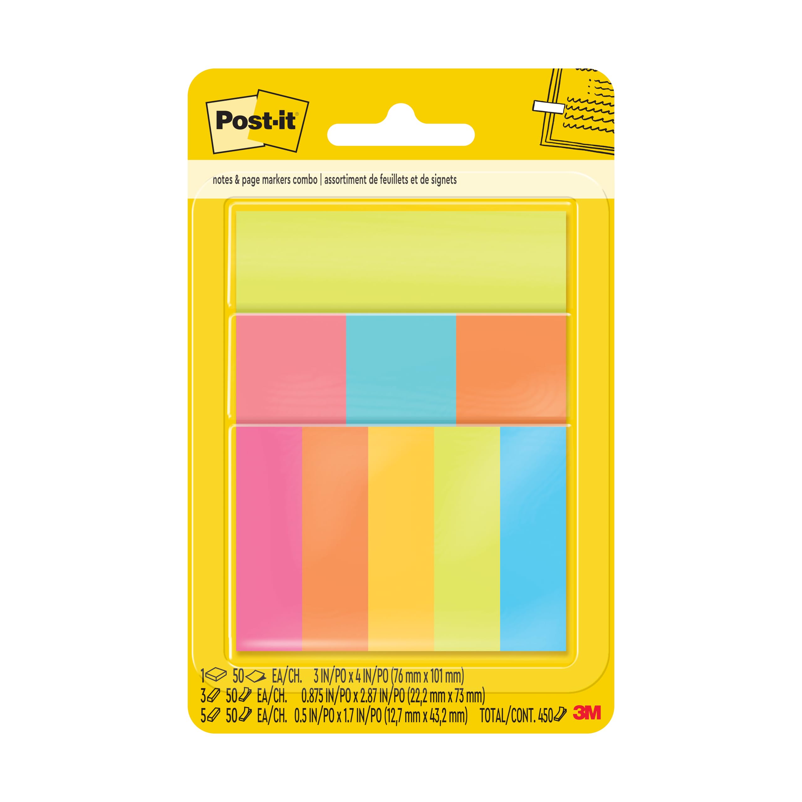 Post-it Combo Pack, Assorted Colors, Pack Of 9 Pads