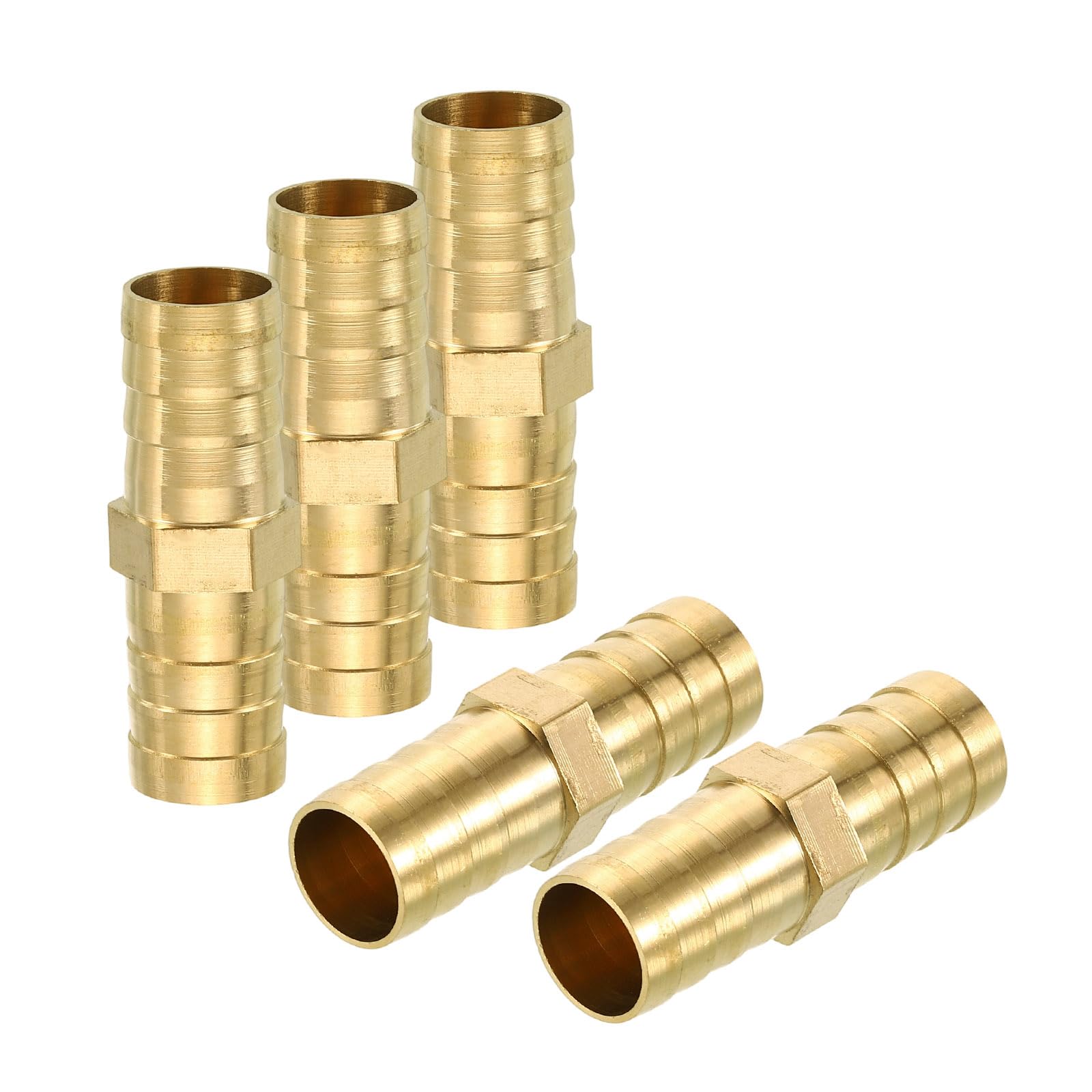 Rebower 5 Pack Brass Hose Barb Adapter, 5/8"(16mm) Barb for Industrial, Automotive, Fluid Transfer, Home Gardening, and Water Treatment โ image 1
