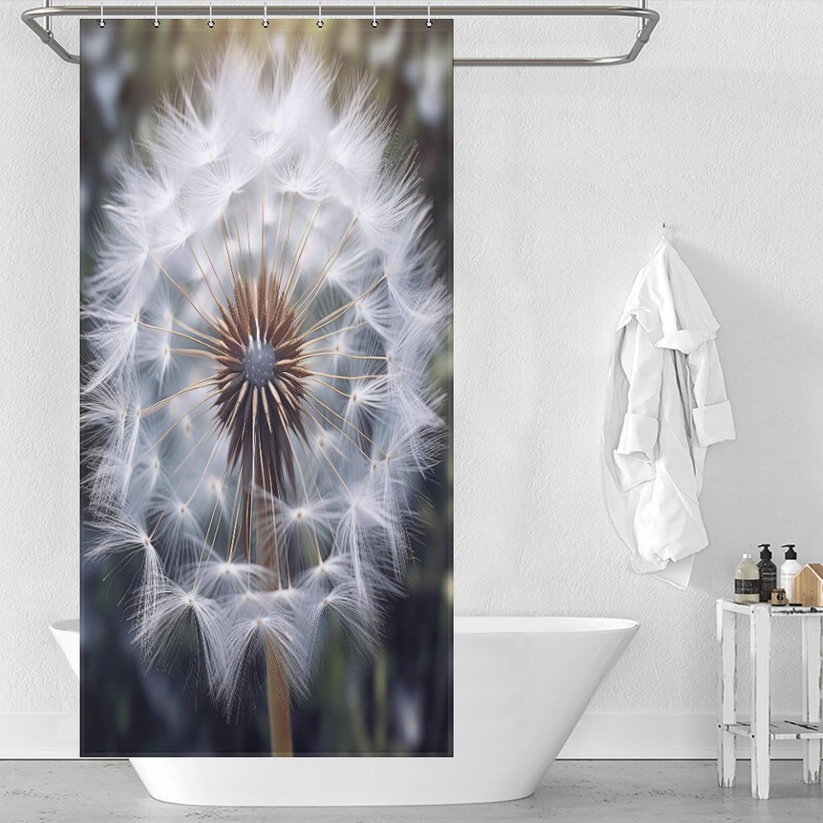 Rideau de douche imperméable pissenlit pour une salle de bain zen et propre