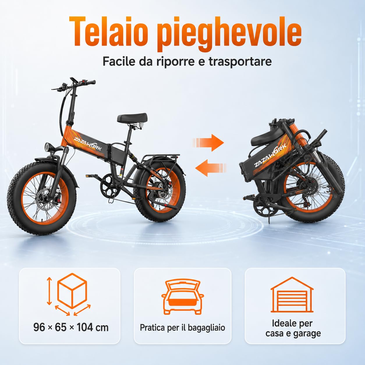 Bici Elettrica Pieghevole 20"×4.0" Fat Tire, Bicicletta Elettrica 48V 20Ah Batteria Rimovibile fino a 120 km 250W,60 Nm, 7 Velocità per Adulti, Freni Idraulici Doppia Sospensione per Ogni Terreno