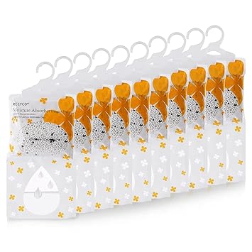 RECYCO 10 Packs 240g Moisture Absorbers Packets Fragrance Free Hanging Dehumidifier Bags for Closet, Basements, Bathroom, Bedroom, Kitchen, Cars, Dormitory, Laundry Rooms