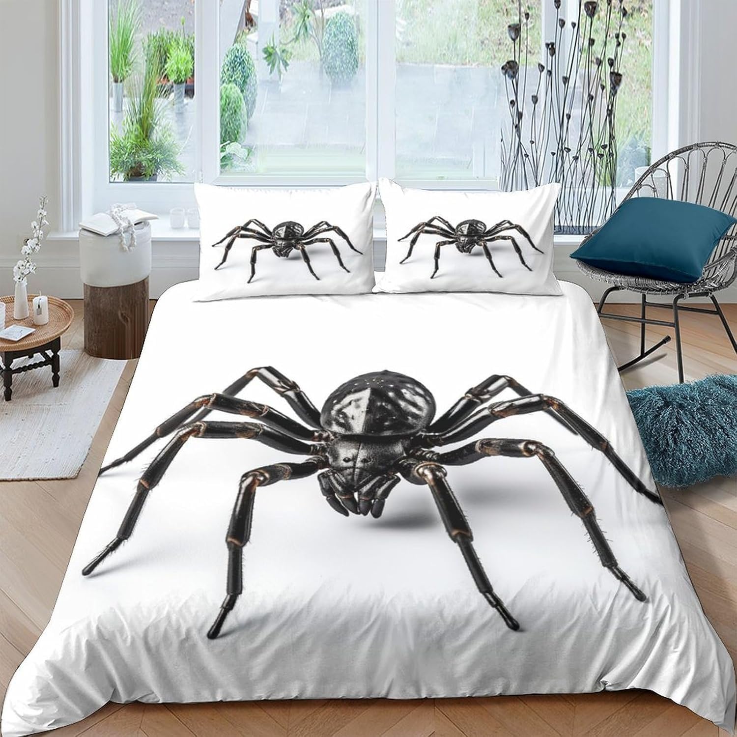 Housse de couette araignée 3D 240x220 cm en microfibre avec 2 taies d'oreiller pour ado