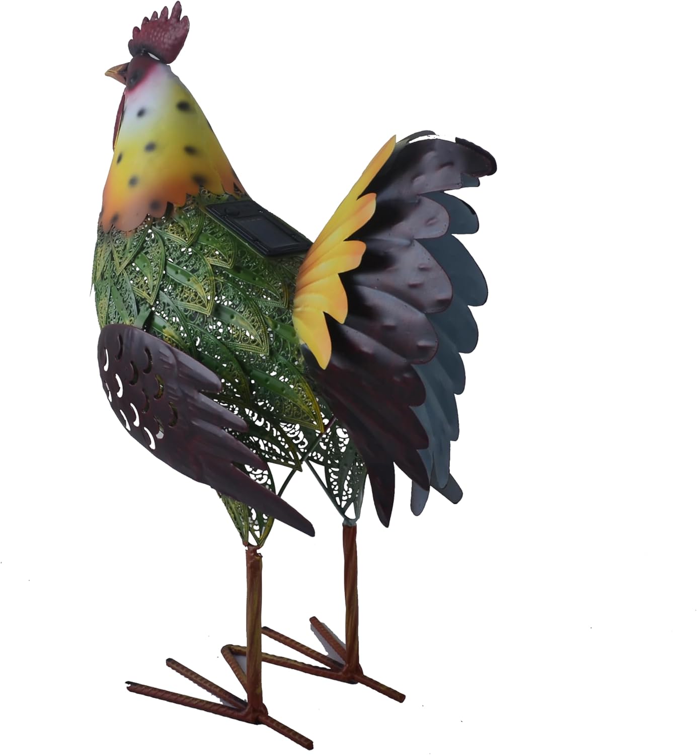 Solar Lights Animal Statue Metal Sculpture Rooster Ornaments Garden Decoration Metal Yard Art for Patio Lawn Backyard Outdoor Decoration (CS023)