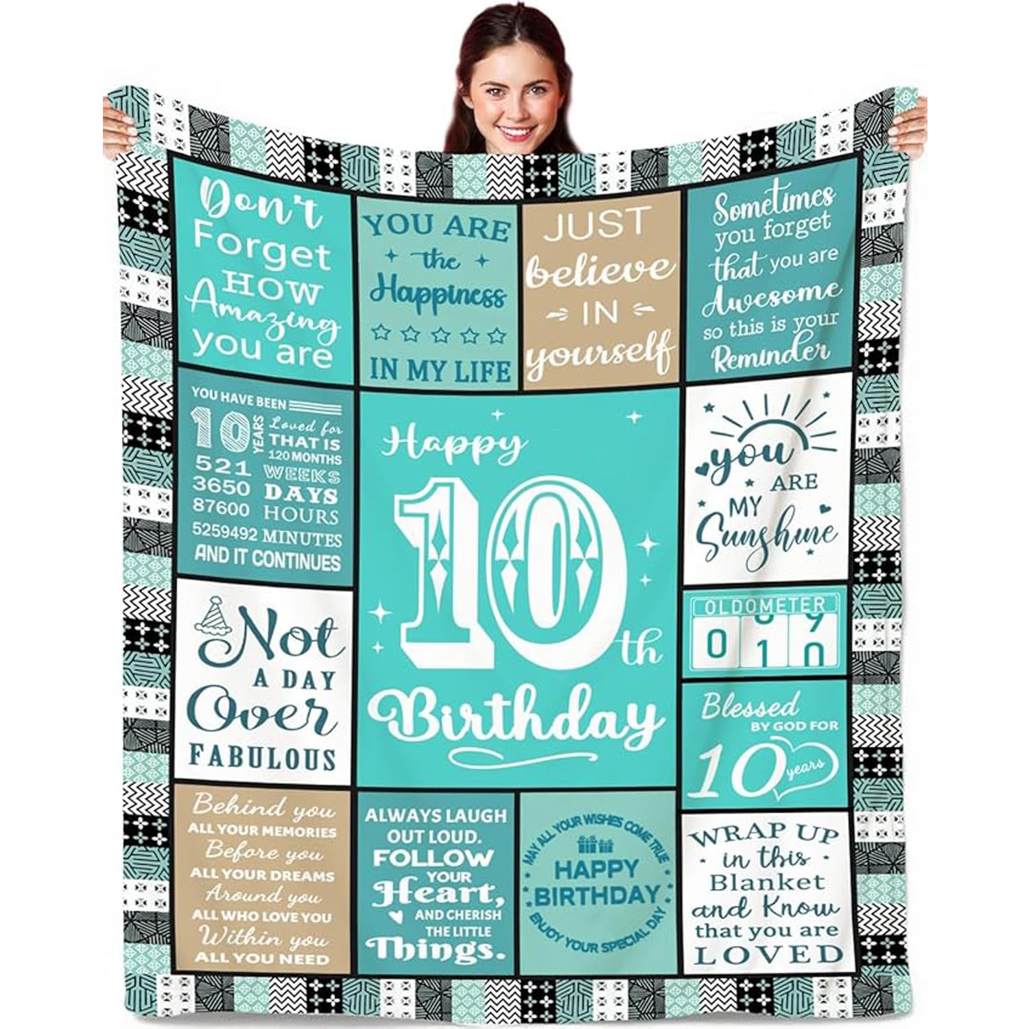 ACCZ Birthday Gifts for Women Girls Her Friendship,Gifts for Women Birthday Unique,Womens Birthday Gift Ideas for Her Wife Daughter Mom Sister Friendship - Soft Throw Blanket 60"x50"(10th, Blue)
