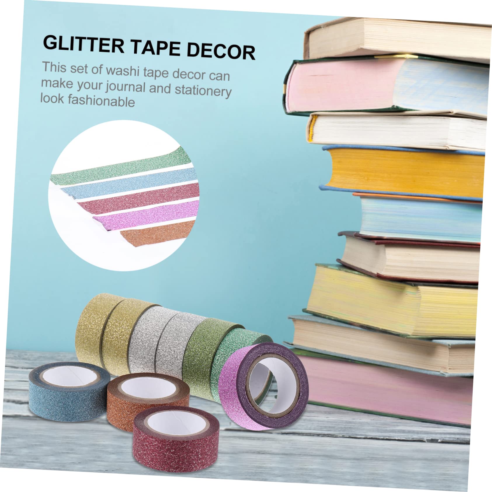 SHINEOFI 3 Set Di Nastri Washi Decorati Con Glitter Per Scrapbooking Nastri Adesivi Per Mascheratura 10 Pezzi*3