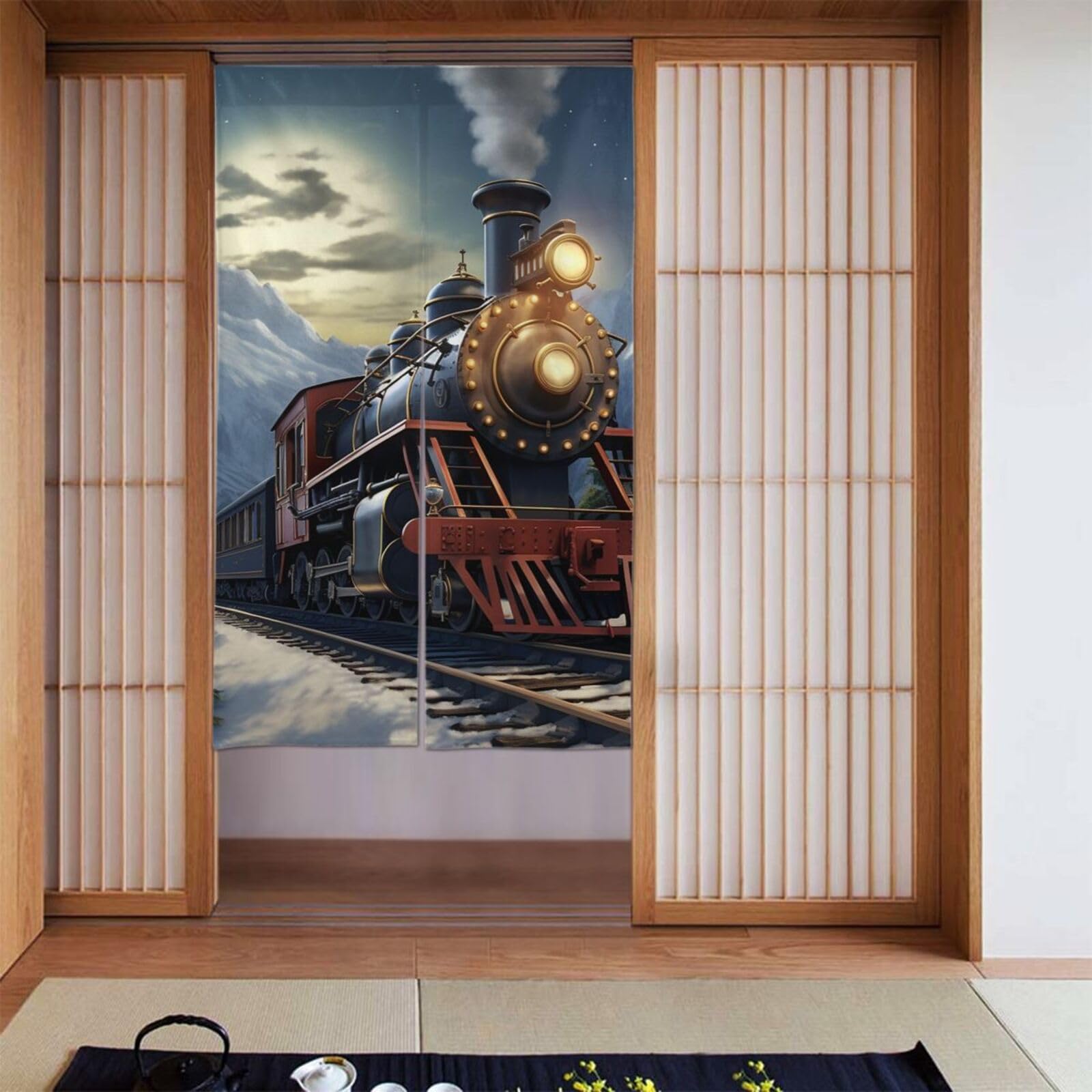 FodPand Personalized Door Curtain for Doorway Privac 34"X 56", Blackout Kitchen Curtains Window Treatment 2 Panel Train Door Curtain Tapestry Hanging Room Divider Home Decor