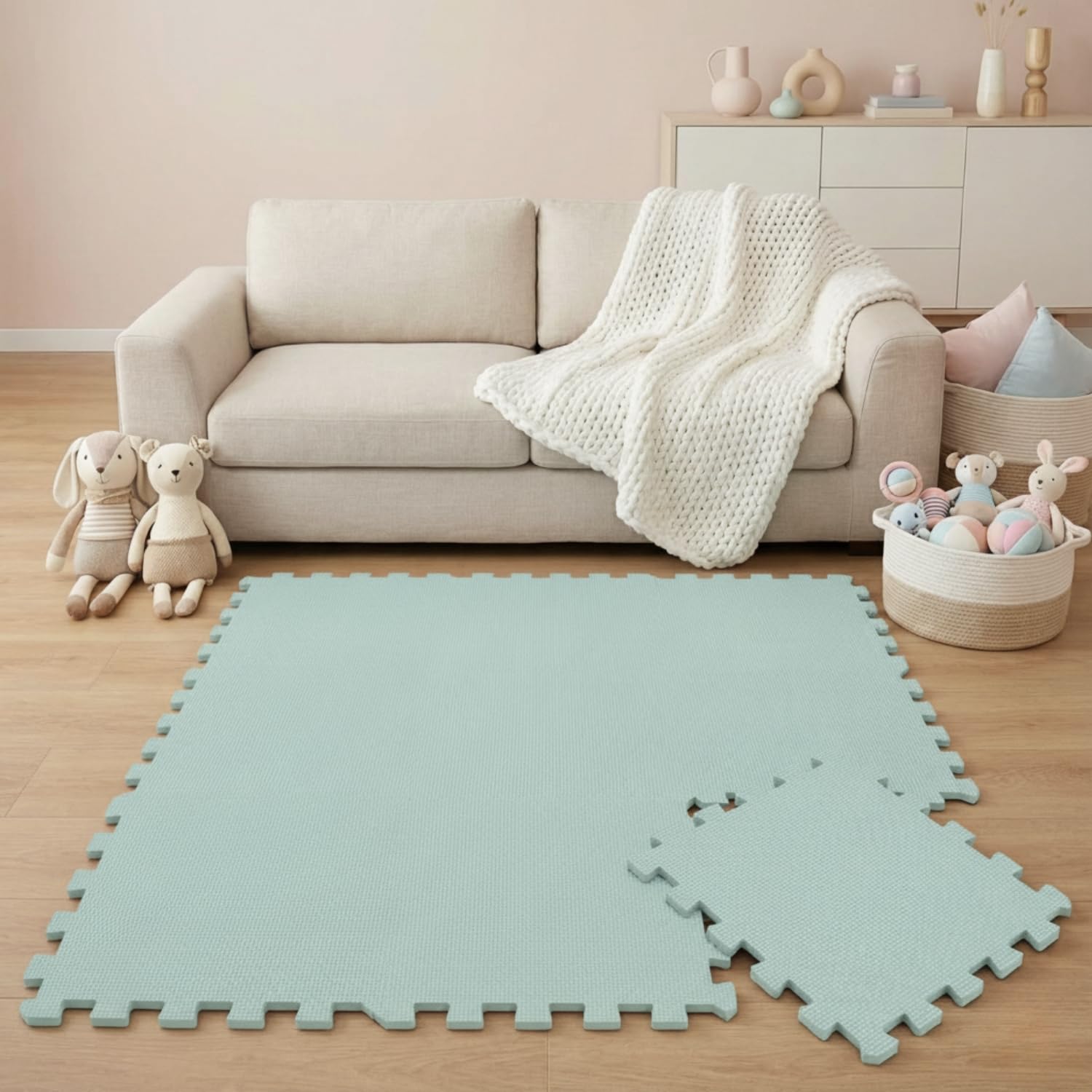 LittleTom Spielmatte Baby Puzzlematte - 9 Teile je 30x30 cm Krabbelmatte 90x90 cm Bodenmatte Kinder - Puzzle Teppich Kinderzimmer - EVA Schaumstoff Bodenschutzmatte Spielteppich Spiel Matte - BPA-frei