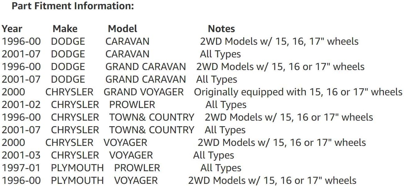 (Pair) DRIVESTAR 513123 Front Left/Right Wheel Hub & Bearing Assembly for Chrysler Plymouth Voyager/Prowler, for Dodge Caravan/Voyager/Town & Country, 5 Lug w/o ABS 4 Bolt Flange
