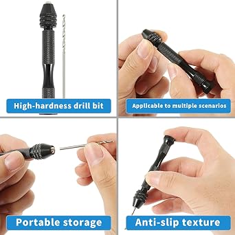 Hand Drill Bit Set, Pin Vise Hand Drill Set Holding with 0.5-3mm,31 Pcs | Micro Drill Bit Set,MicroTwist Drill Bits,Small Drill for Delicate Manual Work Electronic Assembling Model Making Woodworking
