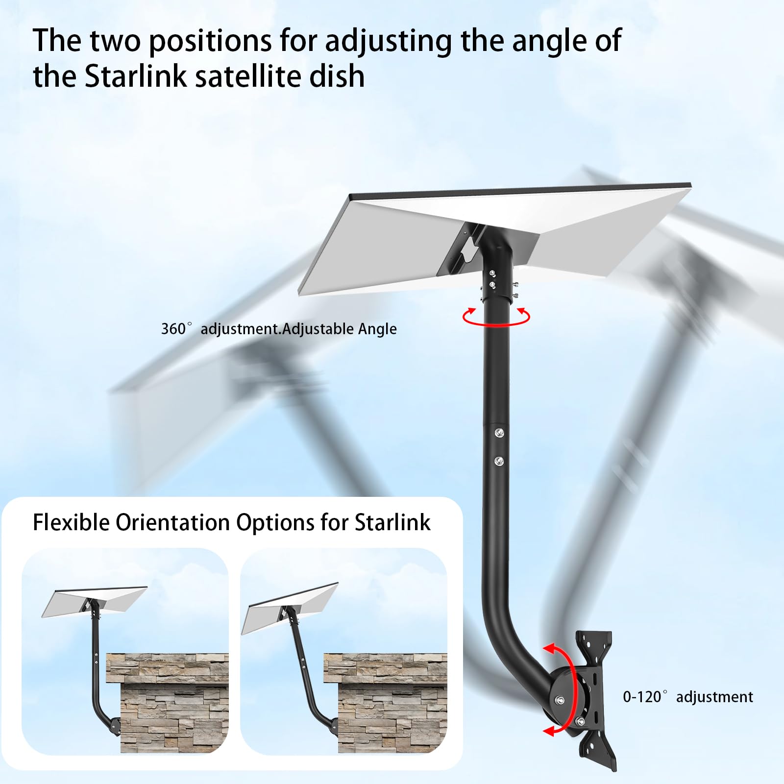 SCICBC Heavy-Duty Starlink Gen 3 Mount Kit-Adjustable Wall/Pole Mount for Starlink Satellite Dish-Windproof & Rust-Proof Antenna Bracket -Perfect for RV, Marine&Outdoor TV Antenna Installations