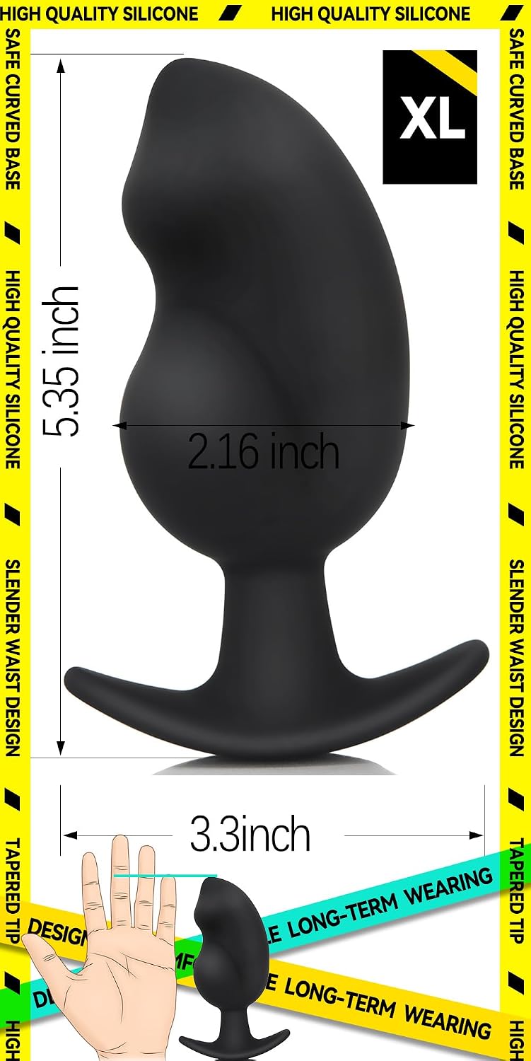 Anal Plug for Comfortable Long-Term Wear - Silicone Butt Plug Dilator with Curved Base & Slender Waist - 5.35 x 2.16 inch Prostate Sex Toy for Women Men Masturbation