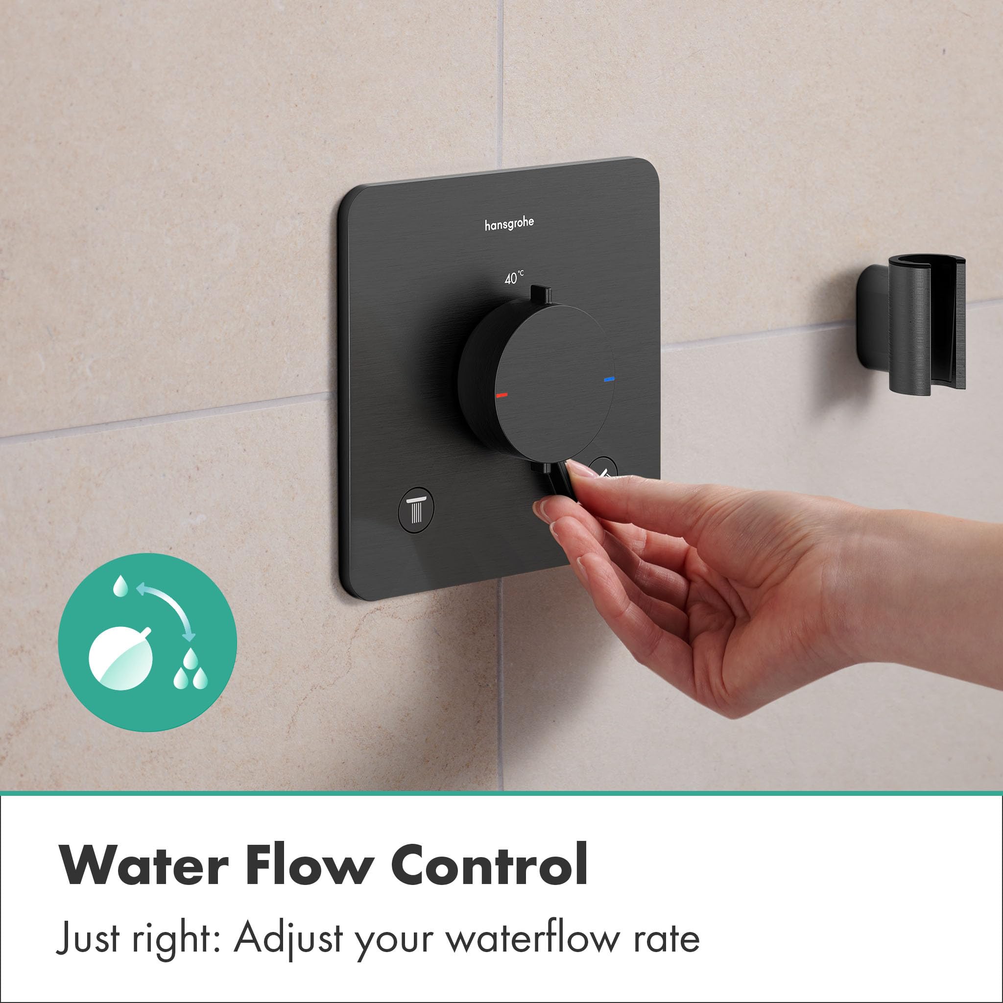 hansgrohe Ecostat Comfort Q - termostat prysznicowy podtynkowy, armatura prysznicowa z blokadą bezpieczeństwa (SafetyStop) w temperaturze 40°C, termostat do prysznica, dla 2 odbiorników, szczotkowany