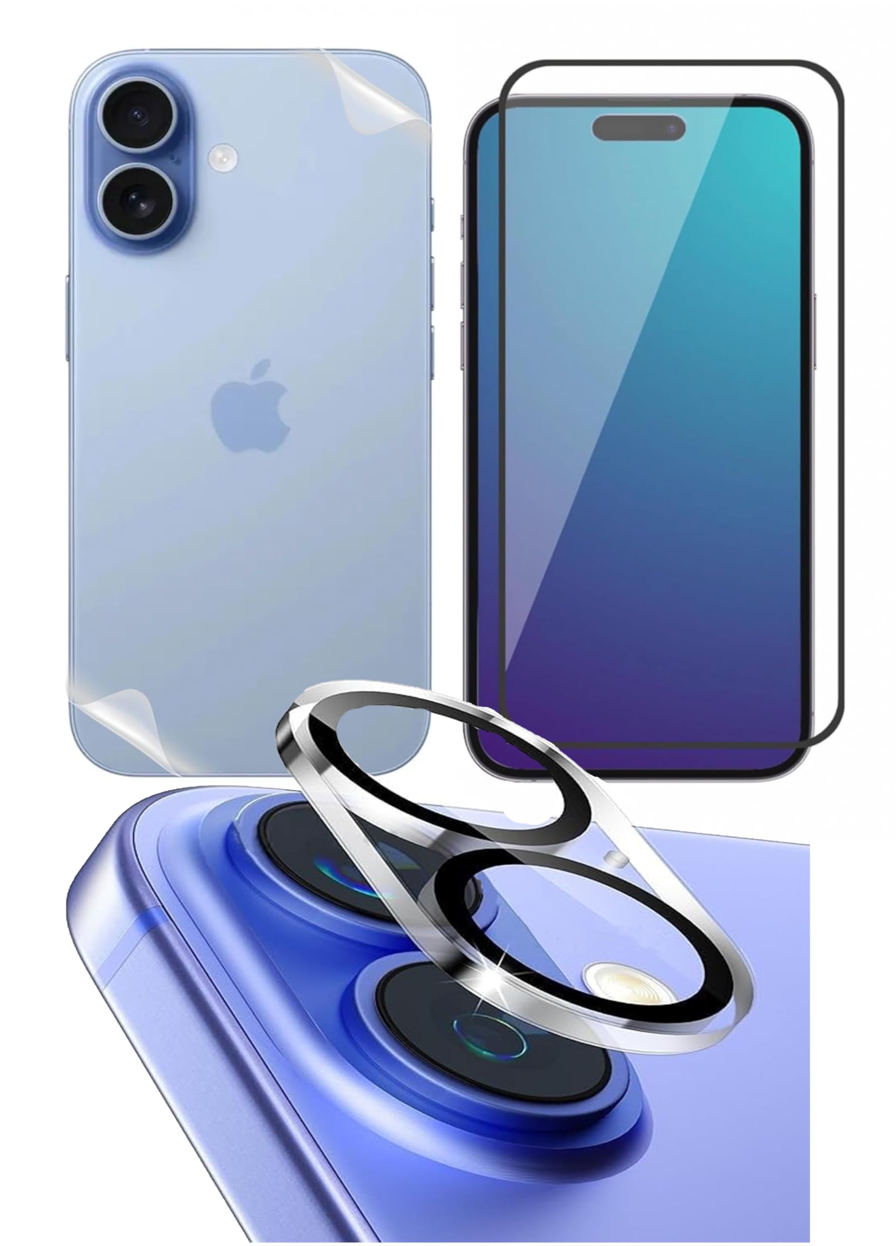 Tempered Glass Screen Protector Compatible for iPhone 17 | Front And Back Screen Guard With camera lens protector