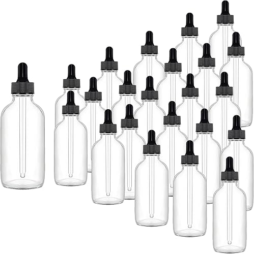 Miniatura 29 de Paquete de 48 Botellas Cuentagotas de Vidrio Transparente de 1 oz, Botellas Cuentagotas con Cuentagotas de Vidrio para Aceites Esenciales, Perfumes