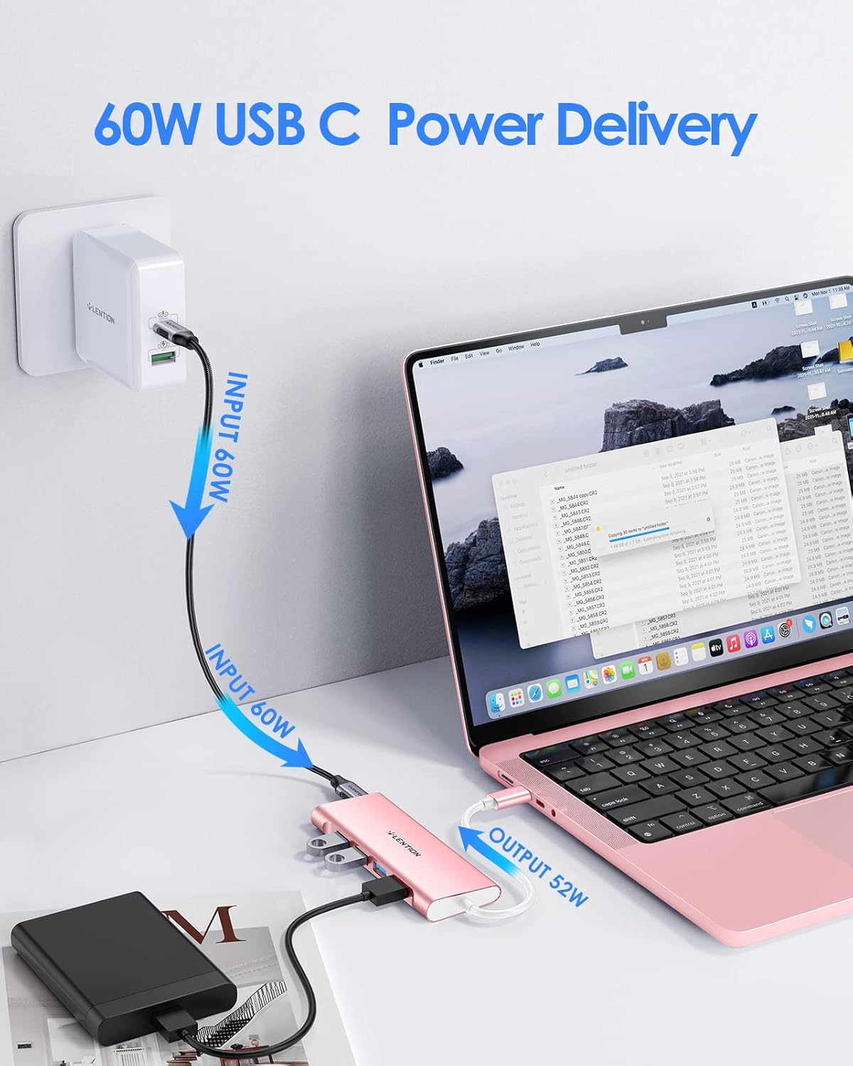 LENTION USB C Hub príklad použitia s rôznymi zariadeniami