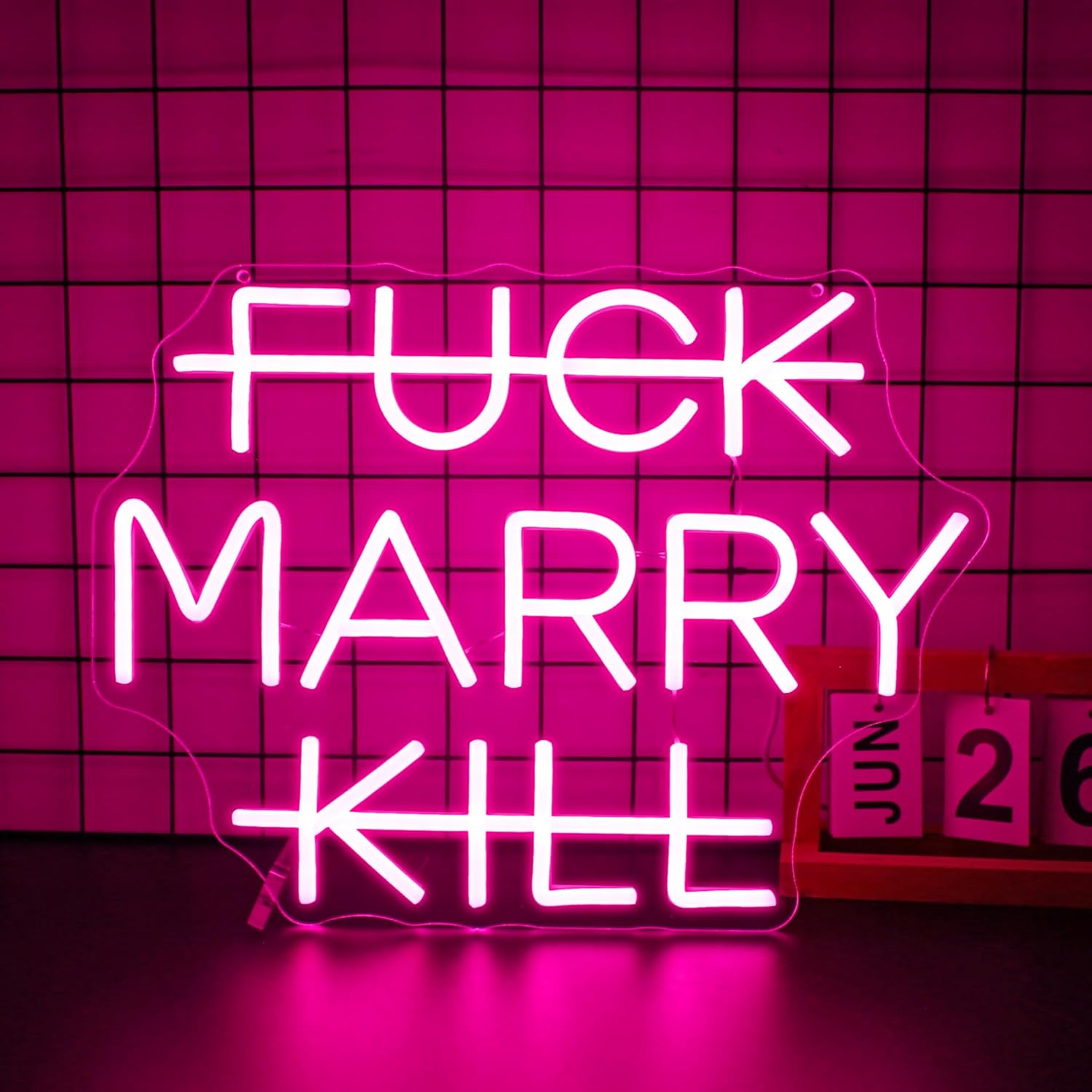 Neon Sign, Marry Neon Signs for Wall Decor Neon Pink LED Signs Room Neon Light Up Signs Home Decor for Bedroom Business Club Party Bars Shop Decoration USB Operated