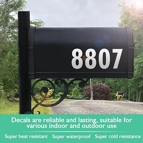 Miniatura 4 de Calcomanía reflectante de números de buzón de 3 pulgadas, calcomanías de vinilo de números de casa para exteriores, calcomanía impermeable para