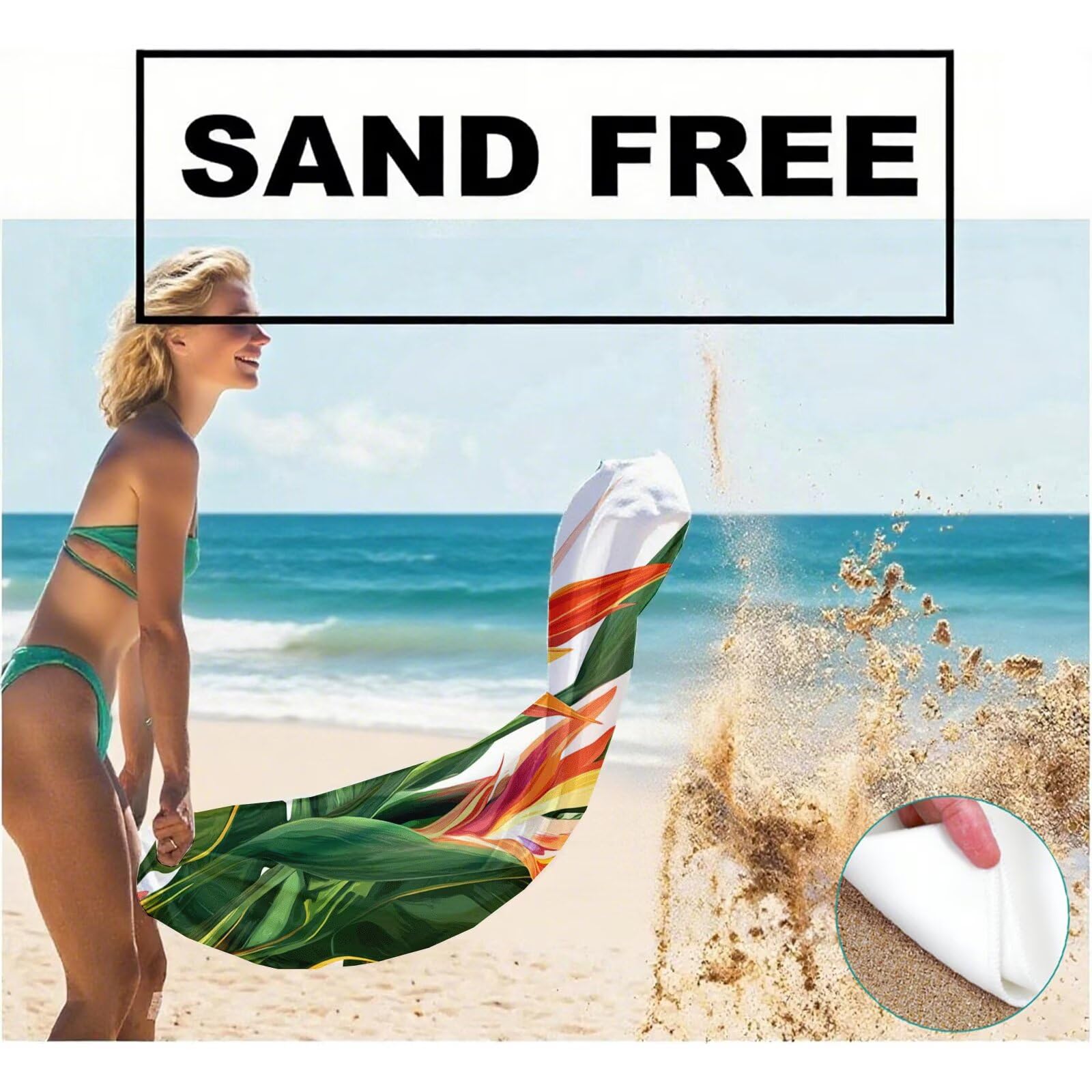 Toallas de Playa Microfibra Tropical Toalla Playa Grande 180x90 cm Mujer Hombre Secado Rápido Absorbente Toallas Gimnasio Suave Sin Arena Toalla Microfibra para Playas Piscina Viajes Camping Q-333