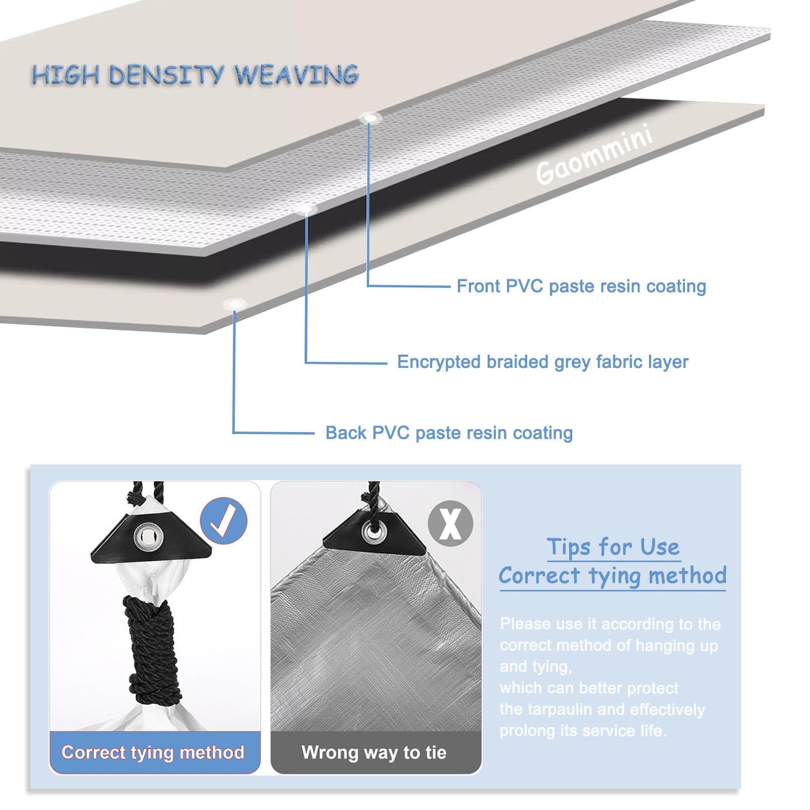 Lona Impermeable Personalizada para Suelo - Lona Resistente para Camping, jardín, Barco y Tienda de campaña - Protector de toldo Impermeable, Blanco (3x3 m/9,8 pies x 9,8 pies)
