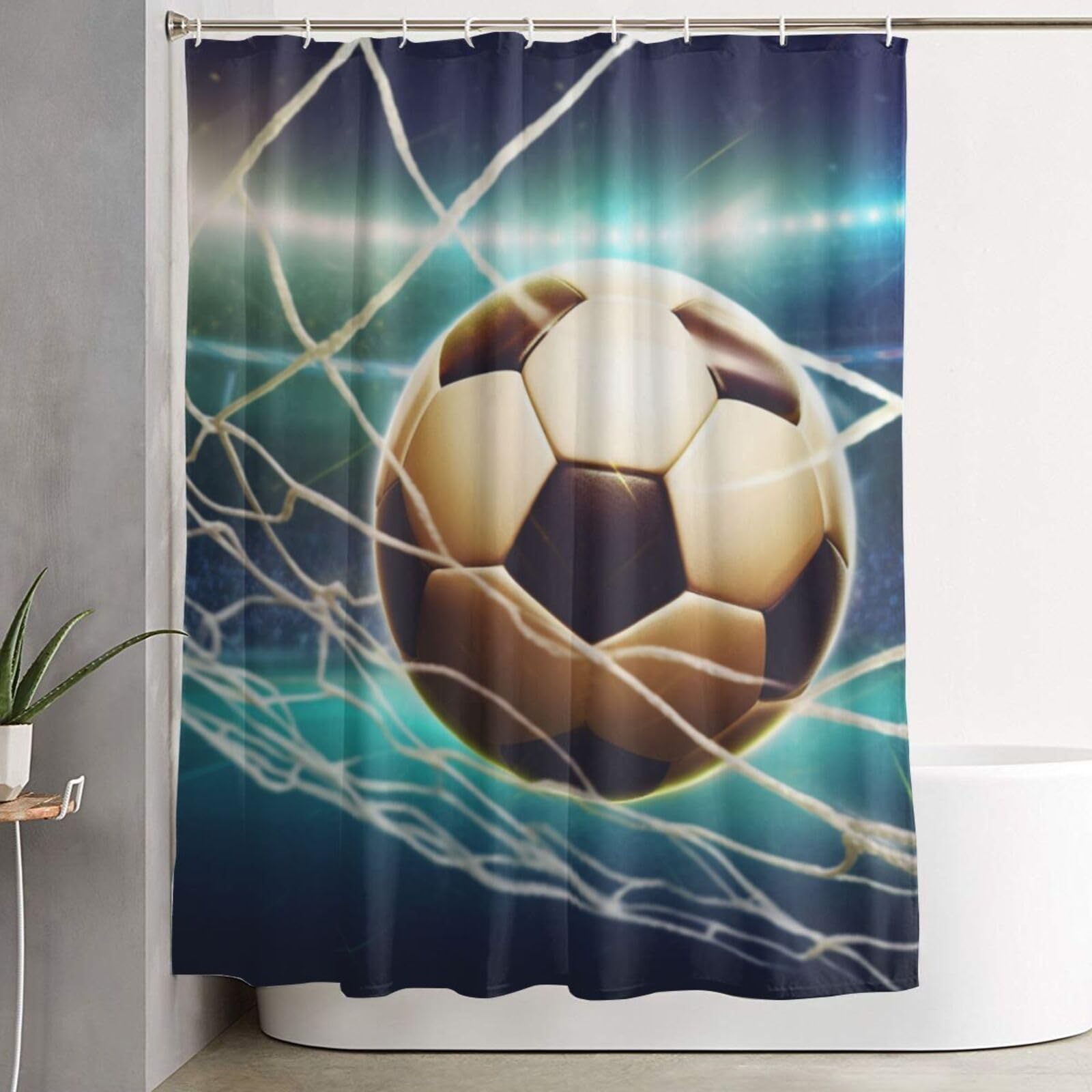 Rideau de douche football épais et imperméable 183x183 cm avec 12 crochets