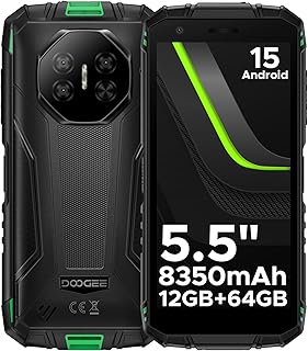 DOOGEE Fire 3 Telefone móvel à prova de quebras Android 15, 5,5" IPS HD+, 8350mAh, 12GB + 64 GB/2TB TF, celular resistente, 13MP+8MP, Octa Core, NFC/Face ID/GPS/OTG/3,5mm/Widevine L1/IP68&IP69/4G Dual