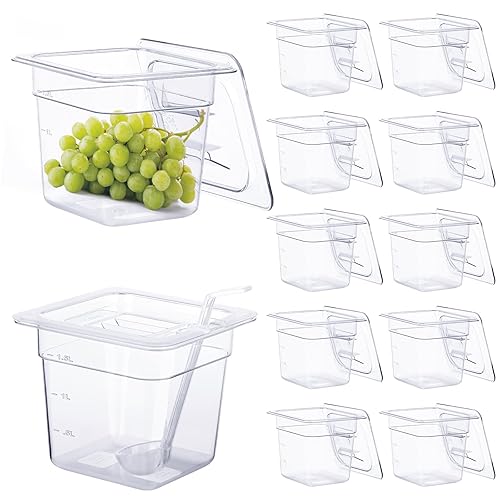 12 Pack Plastic Food Pan with Lids 1/6 Size 6''