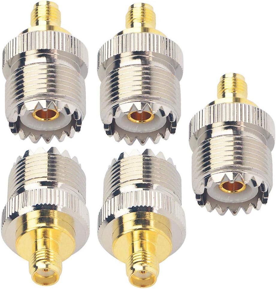 onelinkmore SMA Female to SO239 Adapter (PL-259 Female) Two Way Radio Coax Adapter UHF Kits Connector for Baofeng CB Radio Walkie Talkie SDR UV-5R Series Handheld Radio Base Station Antenna Pack of 2
