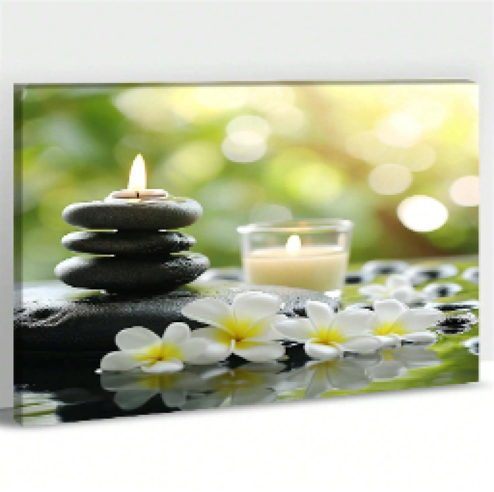 Impression sur toile zen fleur de lotus blanche 21x30 cm avec cadre interne - 8