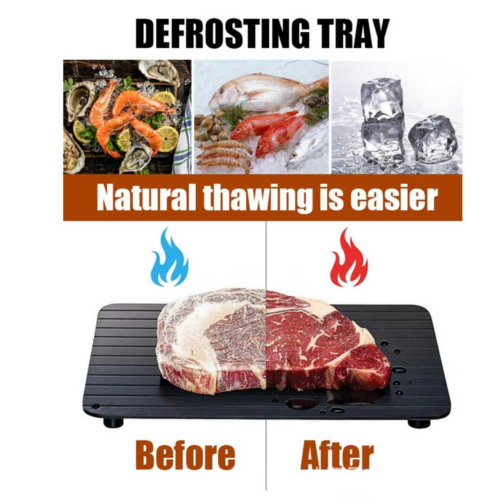 Vassoio Scongelamento Rapido ZMREN - 29,5x21x0,2 Cm, Alluminio Antibatterico - Foto 2