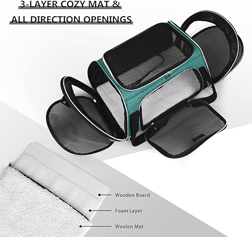 Miniatura 16 de BAGLHER Bolsa de transporte para perros con ruedas, aprobada por aerolíneas, lado suave, para viajes, para mascotas, tamaño pequeño, mediano