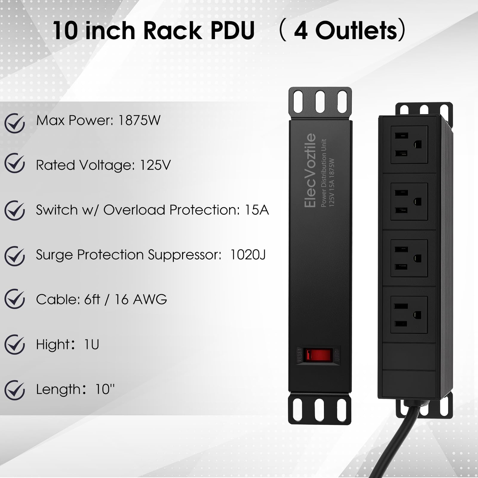 10in Rackswitch Snapklik.com : ElecVoztile 10 Inch Rack PDU