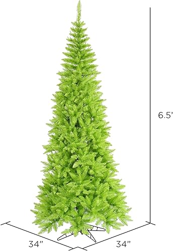 Miniatura 2 de Vickerman Árbol de Navidad artificial delgado de abeto lima de 6.5 pies, sin luz, árbol de Navidad de abeto sintético, decoración de temporada para