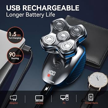 Amazon | スキンヘッド用シェーバー【5D回転式電気シェーバー・5-in-1