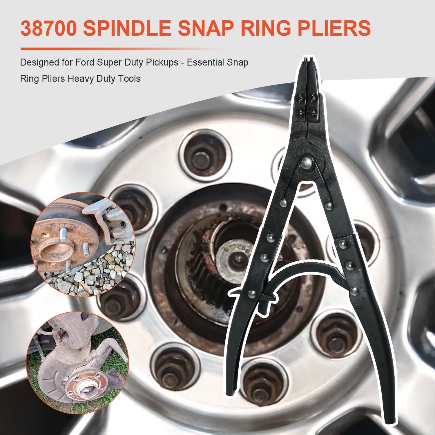 38700 Spindle Snap Ring Pliers for Ford Super Duty Pickups,Rigid plier design,12in Heavy Duty Internal External Snap Ring Pliers For installation and removal of circlips