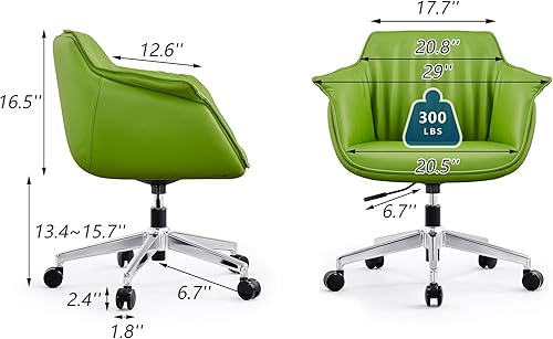 Miniatura 2 de LUCKYERMORE Silla de oficina con respaldo medio para el hogar, silla de oficina moderna tapizada de poliuretano de altura ajustable, almohadilla