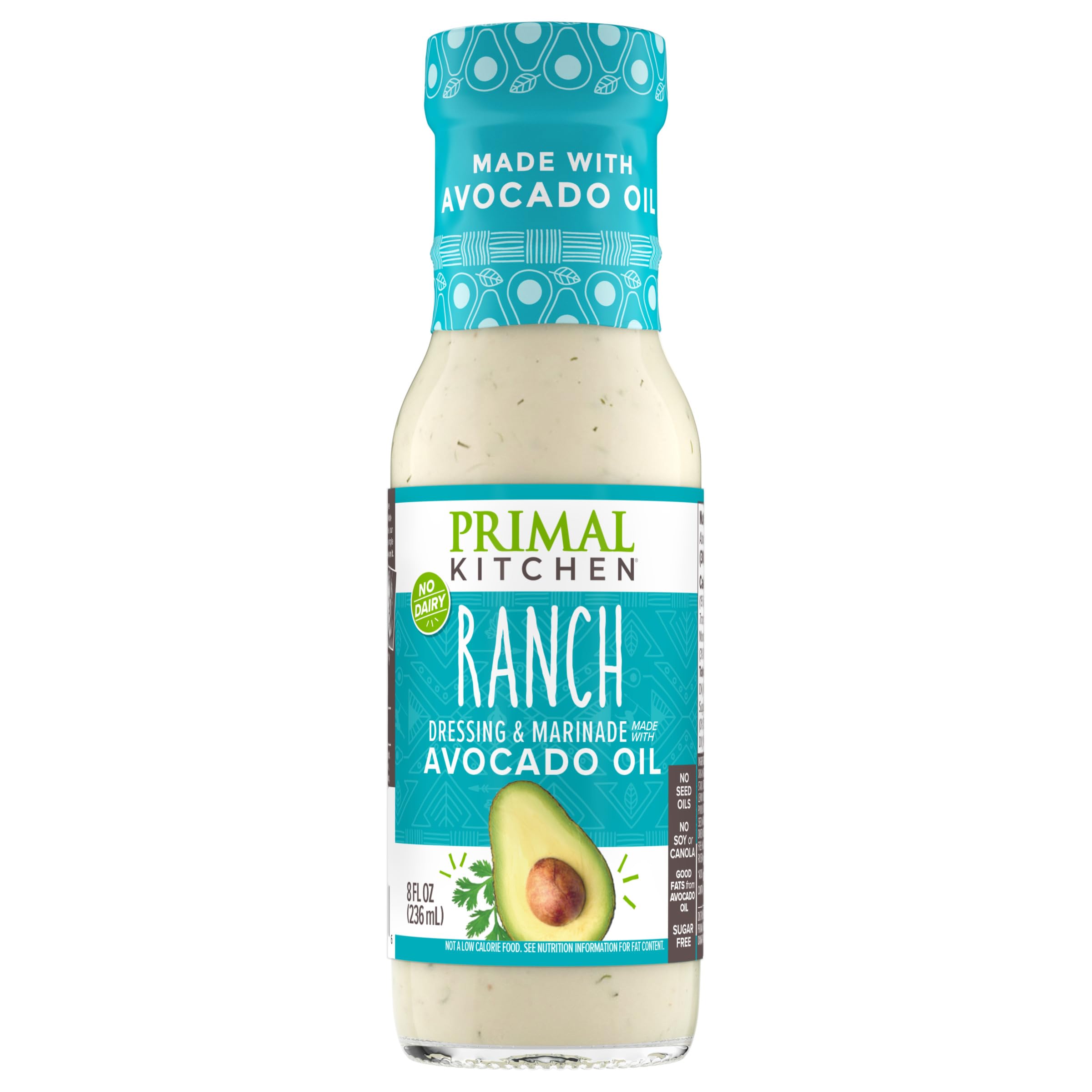 Ranch Salad Dressing & Marinade made with Avocado Oil, Whole30 Approved, Paleo Friendly, and Keto Certified, 8 Fluid Ounces