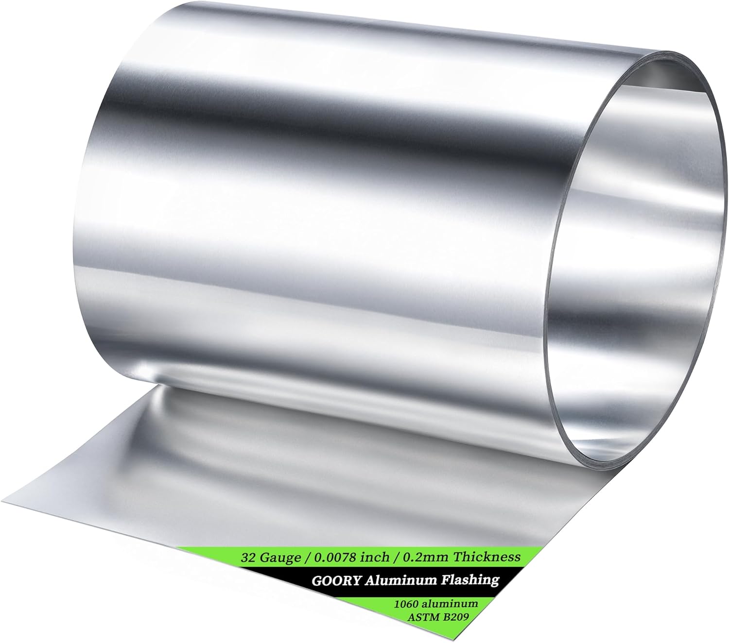 GOORY Aluminum Flashing Roll 32 Gauge - 10in x 50ft 0.0078"(0.2mm) Thickness Standard Aluminum Sheet Roll Metal Roofing Strip for Weather-Resistant Prevention