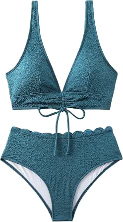 Floerns Women's Plus Size Ring Linked Cut Out 2 Piece Bathing Suit High Waist Bikini Set 731550 - View #5