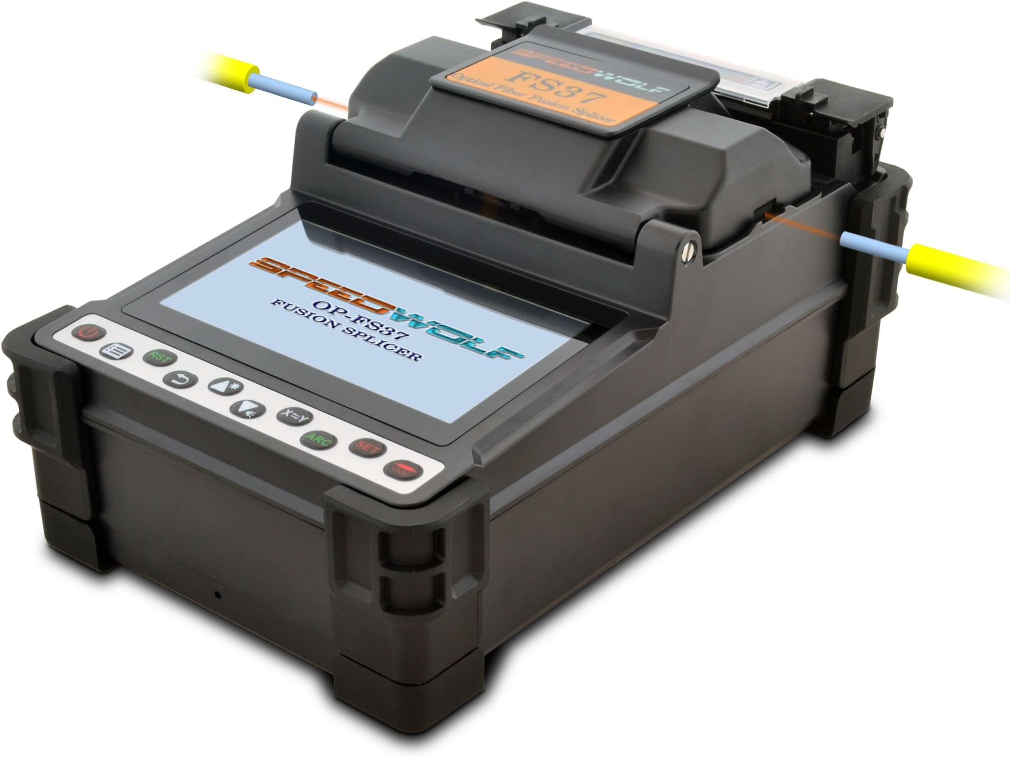 SPEEDWOLF 4.3" Touch LCD Screen High Precision Fiber Optic Fusion Splicer Machine for SM, MM, NZ-DS, EDF Fibers with Optical Fiber Cleaver and Automatic Focus Function(FS37)