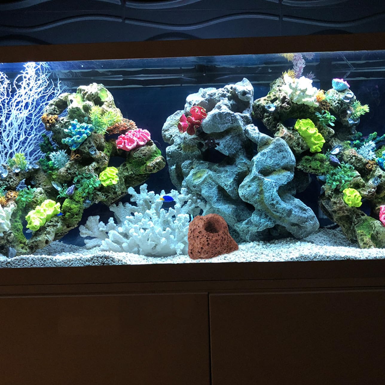 Didiseaon 10pièces Abri pour Poissons Roche Naturelle Décoration Aquarium Forme De Grotte Habitat pour Poissons Eau Douce Et Eau De Mer