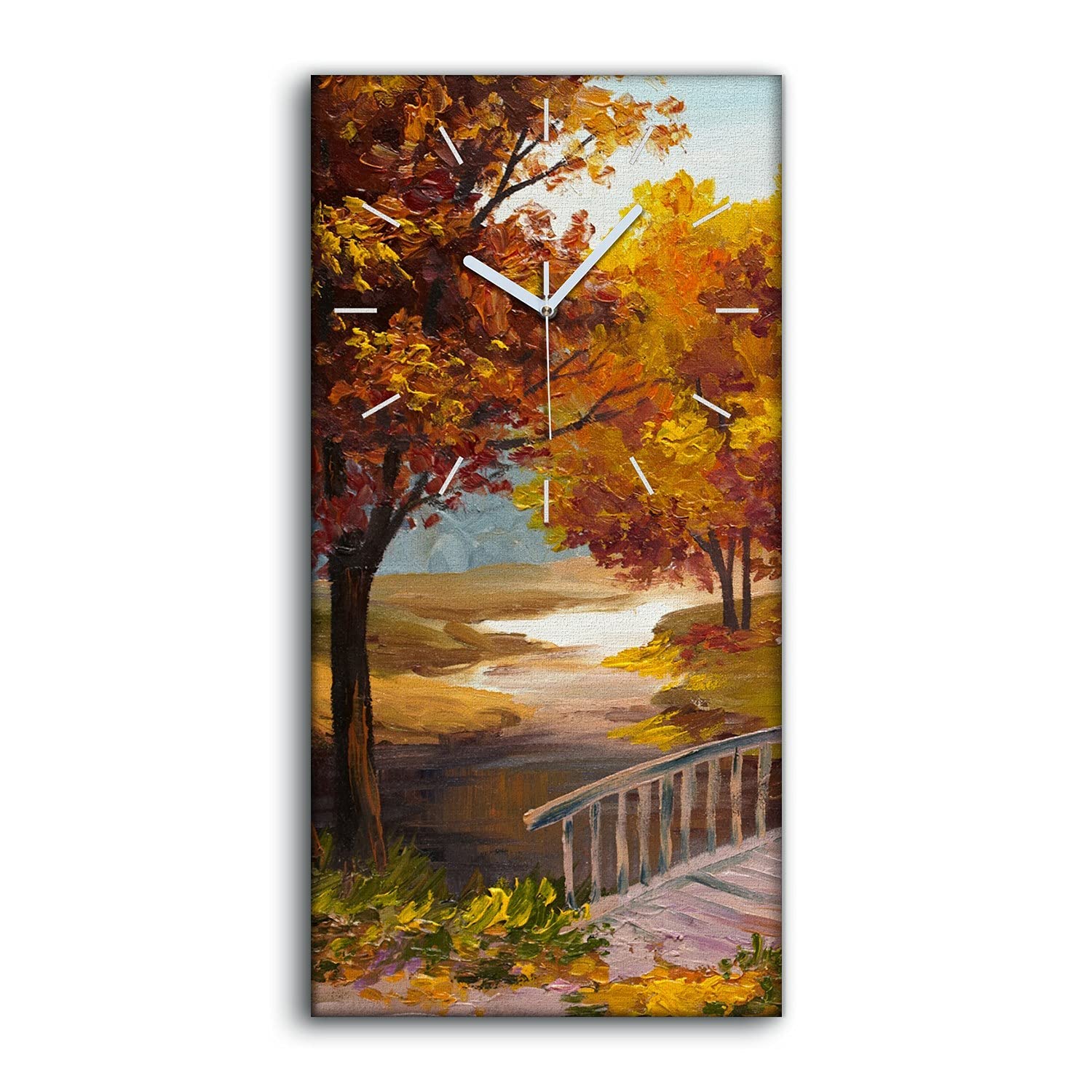 Horloge sur toile silencieuse sans tic tac déco arbres automne