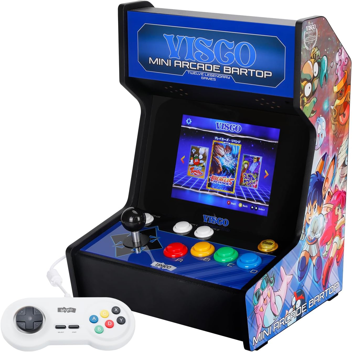 Amazon UNICO・VISCOミニ アーケードバートップ（ゲームパッド付き）レトロゲーム アーケード 家庭用ゲーム機 12レトロ