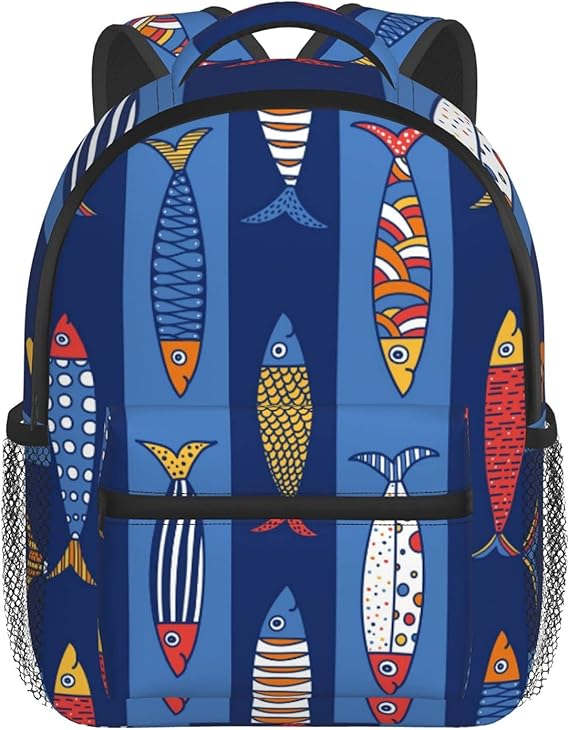 Amazon Co Jp Guigv リュックサック 子供 キッズ 通園バッグ 魚 魚柄 ブルー 面白い 子供 通園リュック 男の子 女の子 かわいい 保育園 幼稚園 低学年 軽量 おしゃれ 遠足 個性 チェストベルト付き ファッション