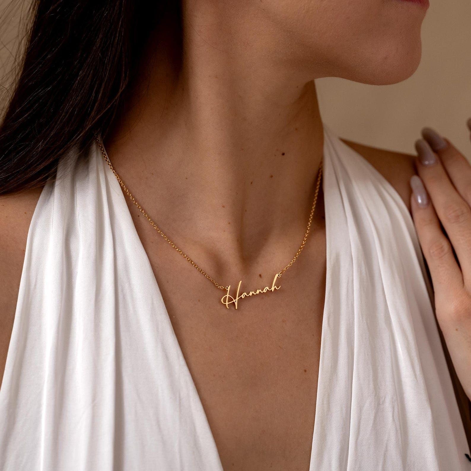 Personalizzato collana con nome, argento collana con nome, su misura scritta ciondolo damigella Natale per lei, mamma