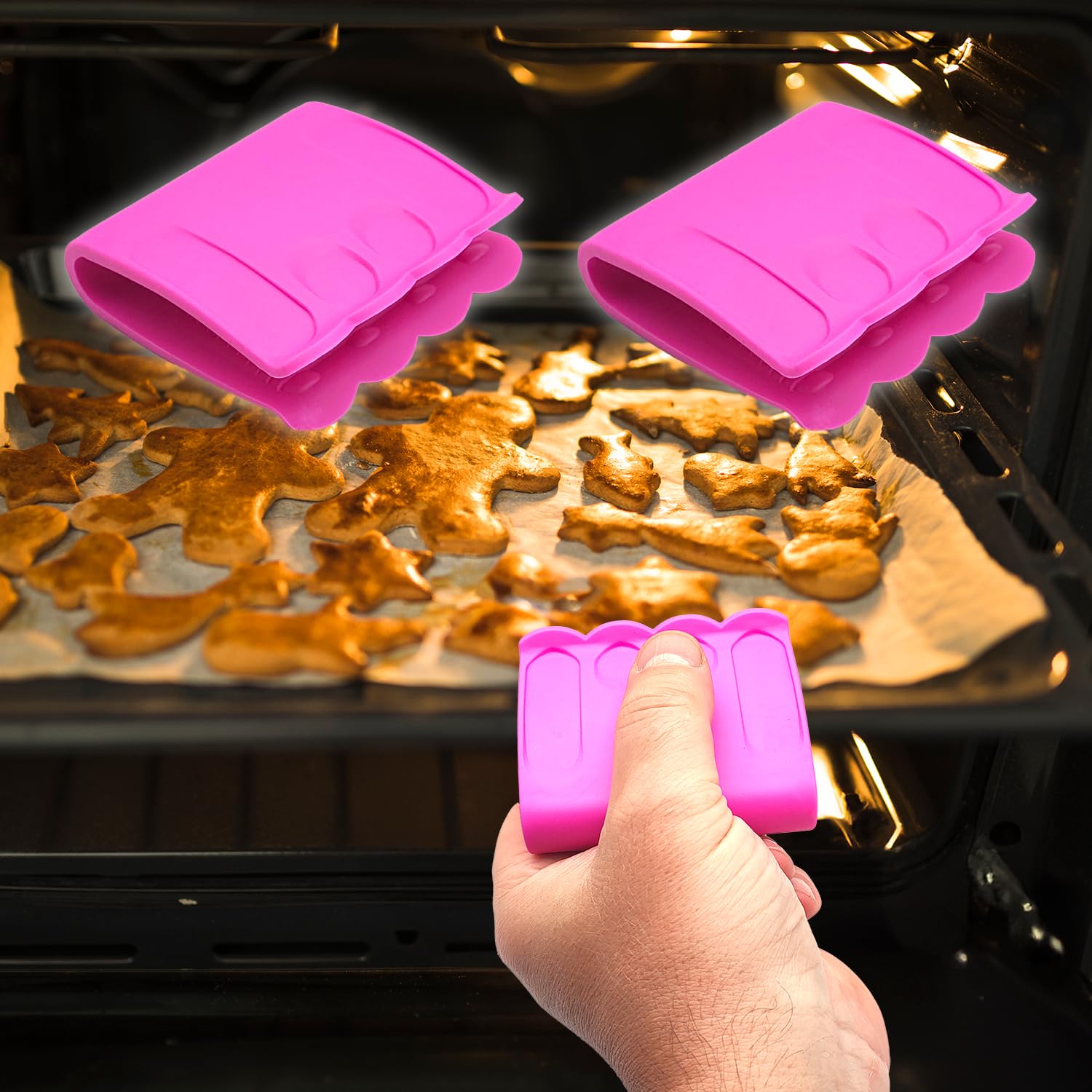 Presine In Silicone Resistenti Al Calore Fino A 500&deg;C - Guanti Da Forno Antiscivolo, 2 In 1 Nero