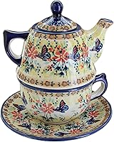 Vista 1 de Blue Rose Polish Pottery Blue Butterfly Tea para uno