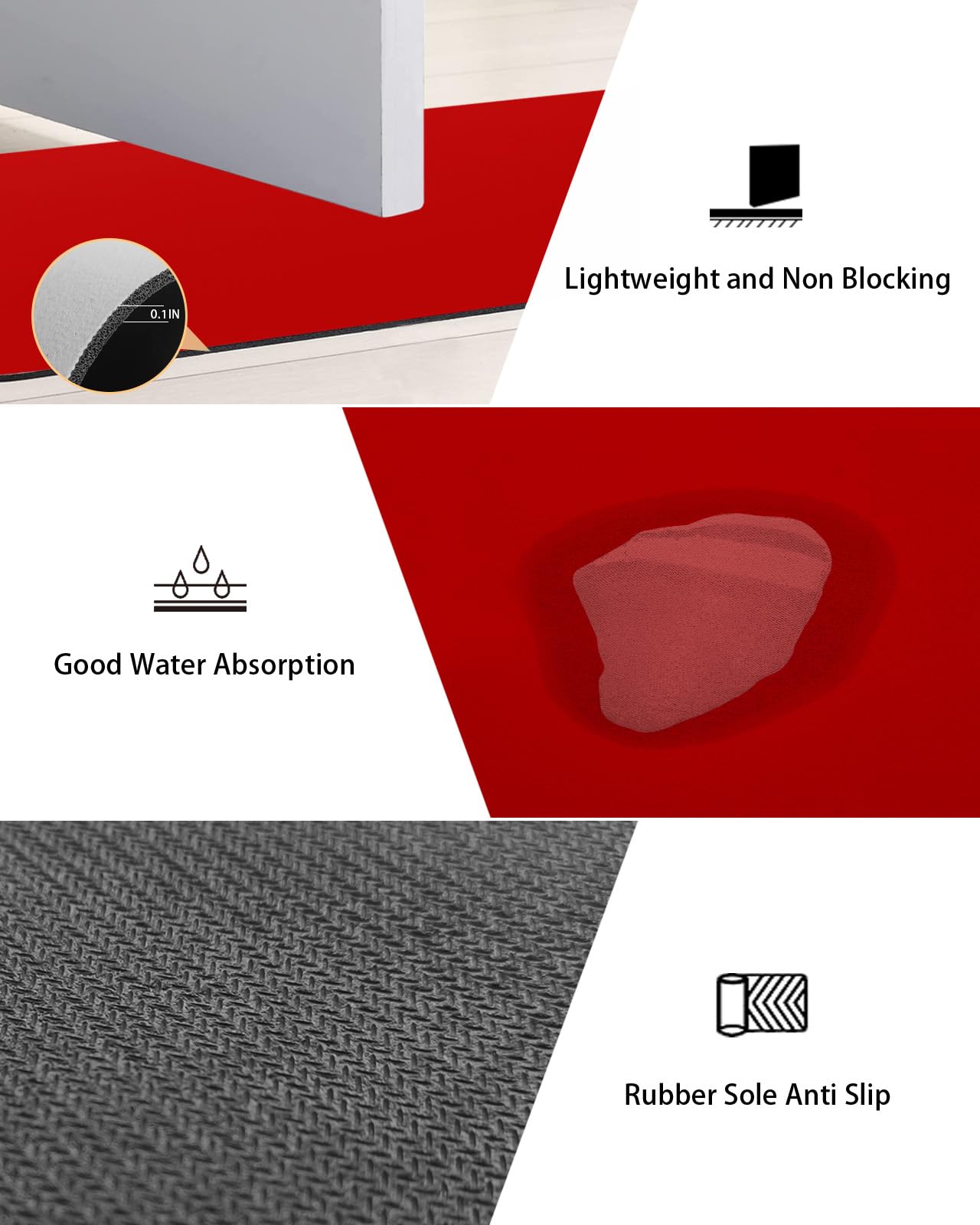 YESOF66 Diatomaceous Earth Bath Mat Bathtub Mat, Solid Color Christmas Red Quick Dry Non-Slip Diatomite Mud Bathroom Floor Rugs for Bath Tub Kitchen Absorbent Pad, 24x36 Inch